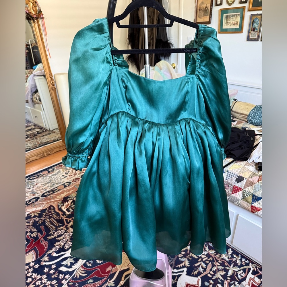 Selkie Silk Elf Puff Dress Green Large *READ DESCRIPTION* - Picture 4 of 9